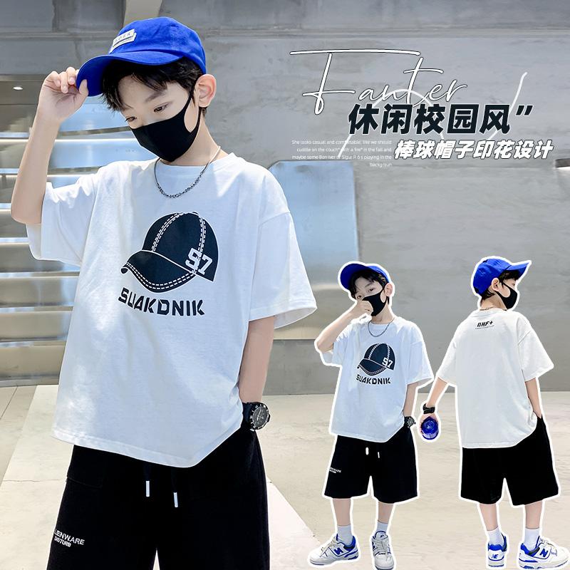 Boys' Summer Clothing 2026 New Large Children's Summer Thin Style Boys' Loose Short Sleeve Children's Sports White Top