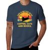 Life Is Better With Coffee Cats And Books Tshirt Casual Simple Design Short Sleeve Shirt