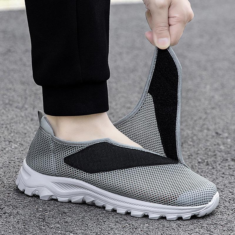 Adjustable Open Shoes For Men Diabetic Shoes for Elder Breathable Mesh Hook and Loop Sneakers Walking Sports Foot Pain Relief