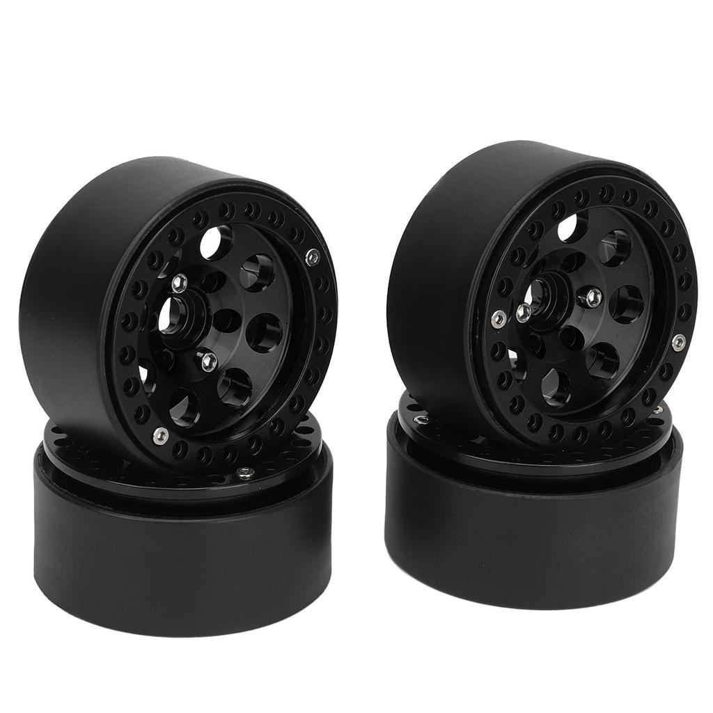 4Pcs RC Wheel Rim 1.9 Inch Aluminum Alloy Stable RC Car Wheel Hub for Axial SCX10 II III Black