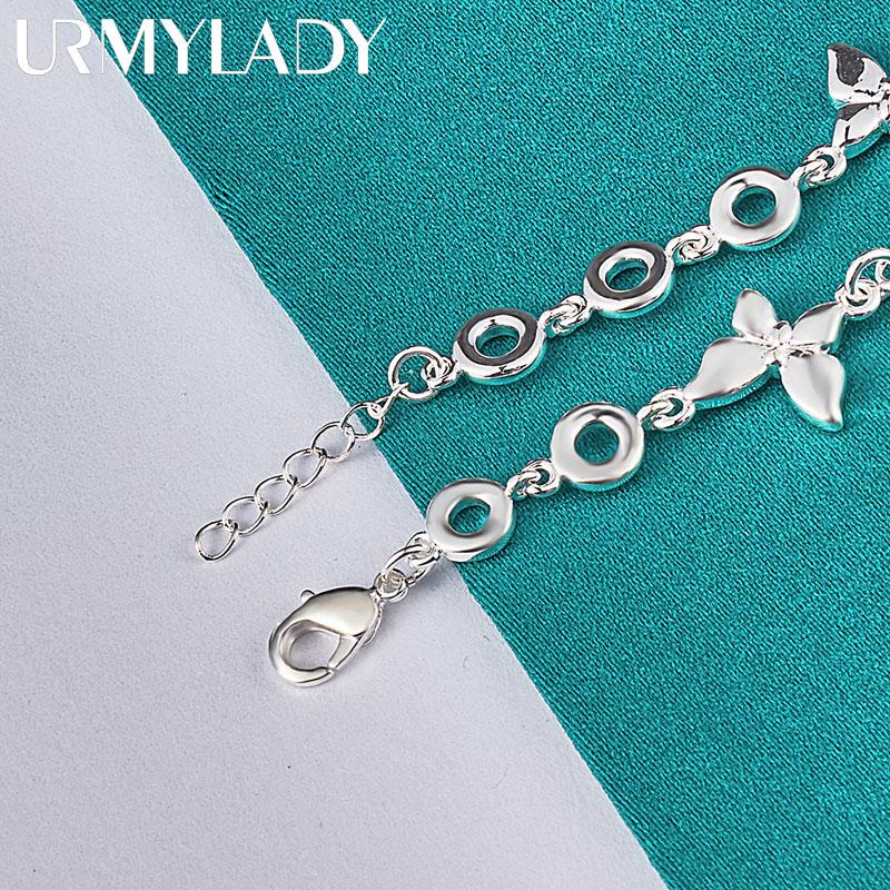 Браслет-цепочка из стерлингового серебра 925 пробы с пятью бабочками для женщин, свадебное торжество, помолвка, модные украшения