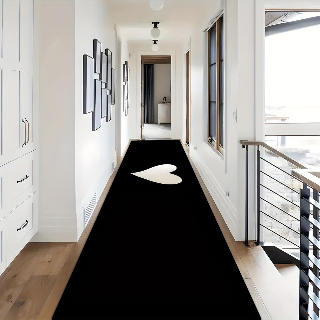 Minimalist White Heart Shaped Rug, Non-Slip Decorative Mat for Living Room Corridor Bathroom Entrance