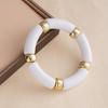 1Pcs Personality Retro Multicolour Acrylic Bend Bangle for Women Charm Curved Bamboo Pipe Stone Grain Bracelet Jewelry Accessory Gift