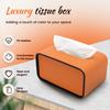Light Luxury PU Leather Tissue Box Cover Rectangular Desktop Napkin Organizer High-end Stylish Living Room Paper Storage Box