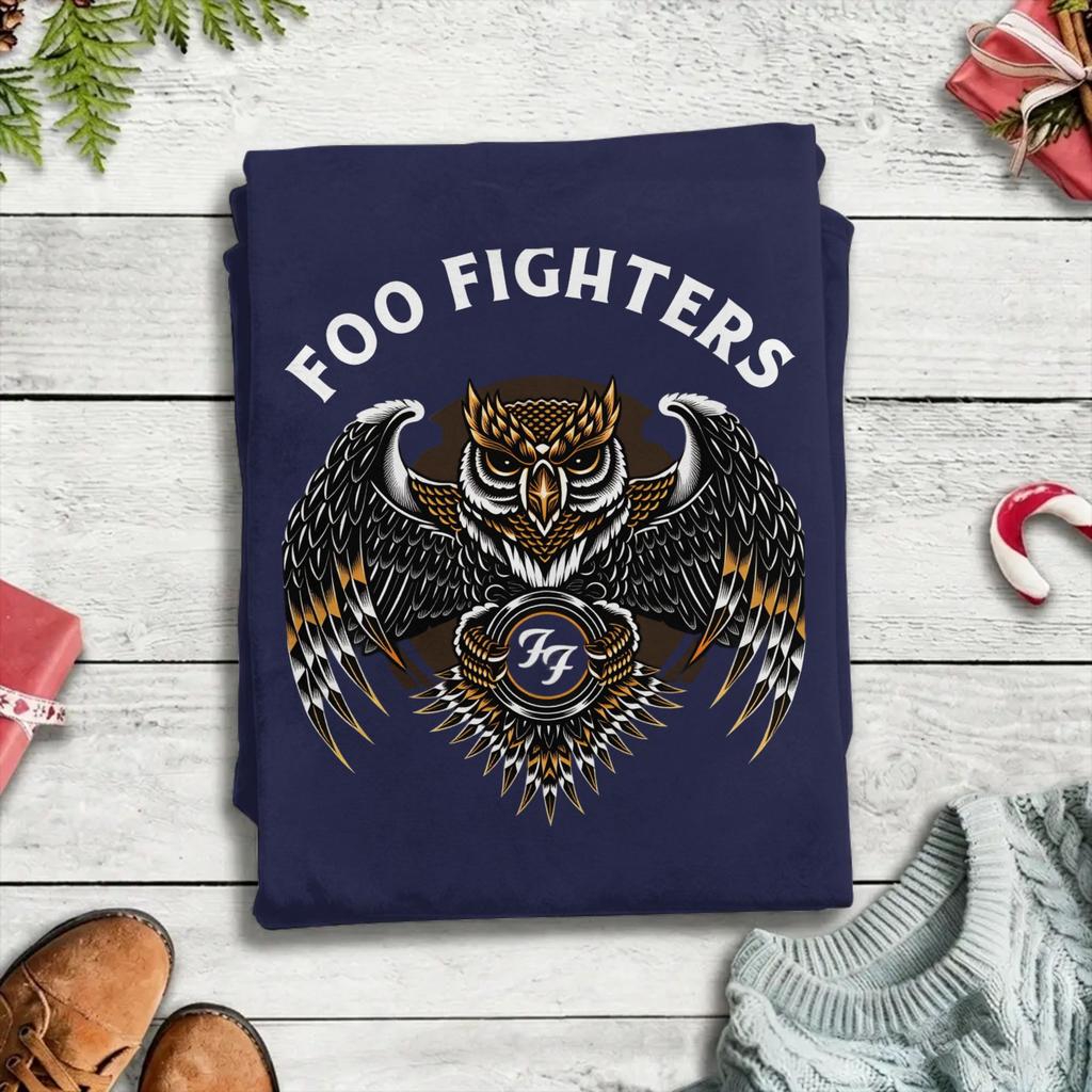 Винтажная футболка Летняя Foo Fighters Сова Хип-хоп Футболки Чистый хлопок Футболка для унисекса Y2K Повседневная Большой размер Короткий рукав Одежда
