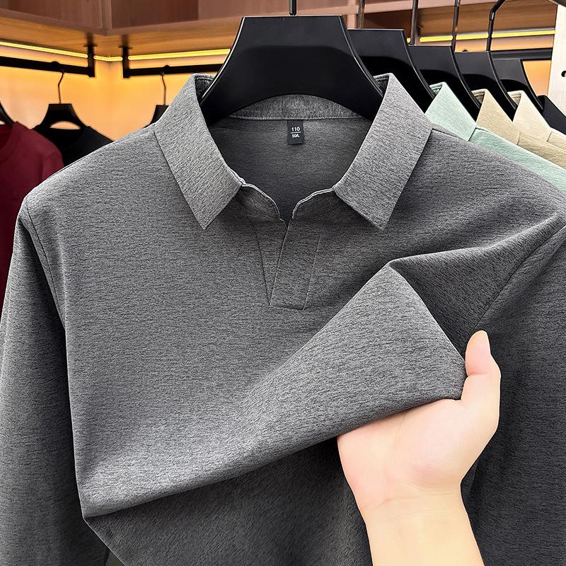 Men S Long Sleeve Polo Shirt Casual Solid Color Basic Fit Top