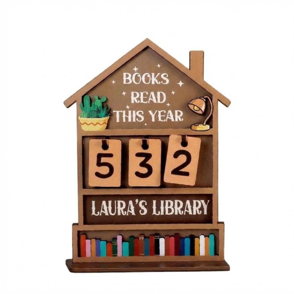 Wooden Reading Challenge Tracker Read This Year Handmade Reading Tracker Hanging Signage House Design Eco-Friendly