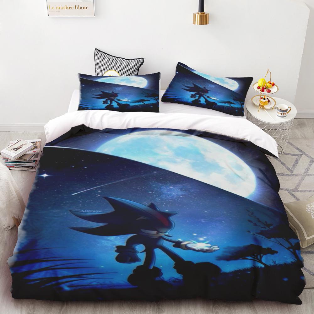 Teens Duvet Cover Sonic Hedgehog Cartoon Bedding Set Quilt Cover Set Twin Full Queen Comforter Cover Bedroom