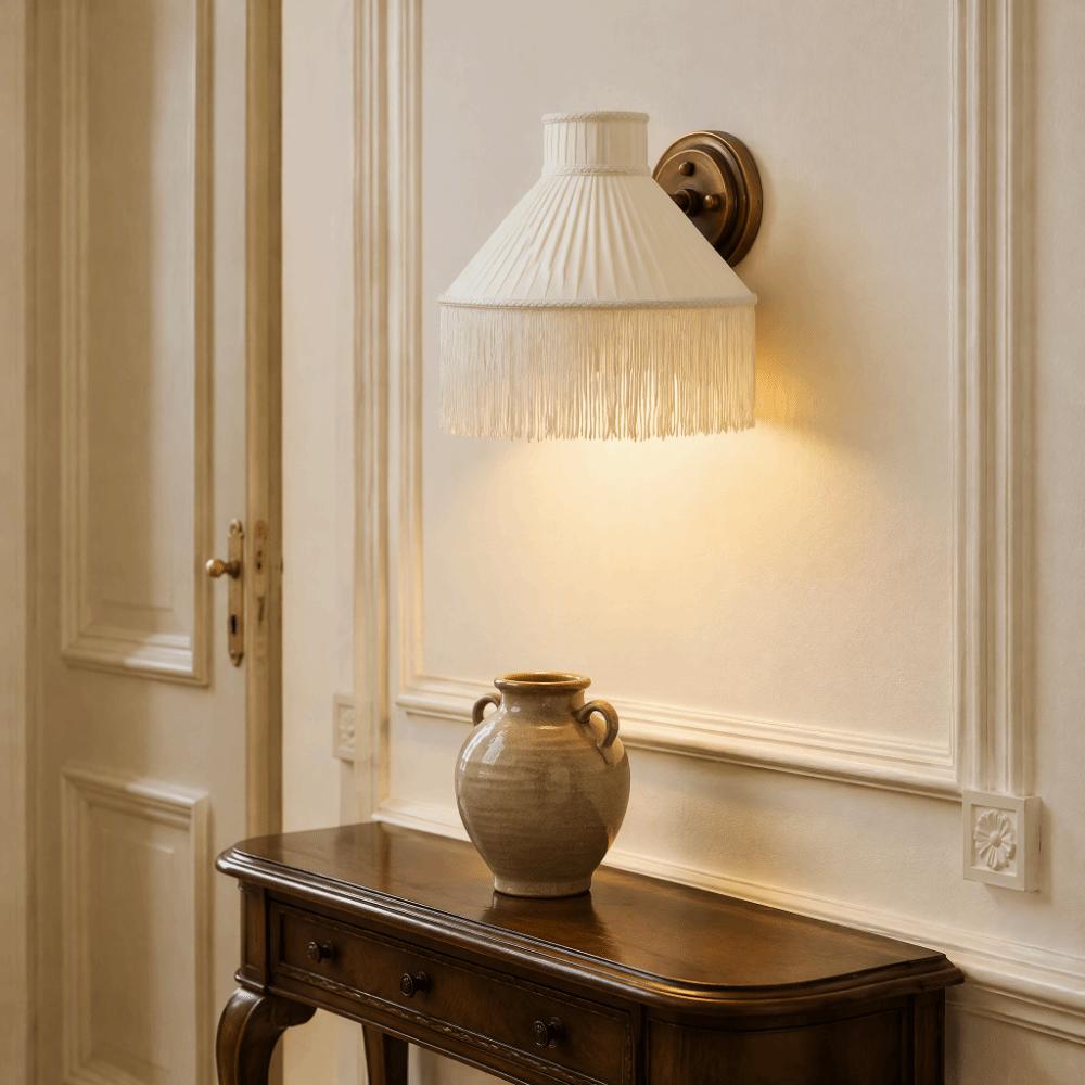 Vintage Style Fabric Lampshade European-style Retro Lampshade Tassels E27 Lampshade Bedside Lamp