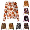Women Long Sleeve Pattern Pocket Working Halloween Print Stand-up Collar Single-breasted Protective Overalls Cardigan Jacket Top