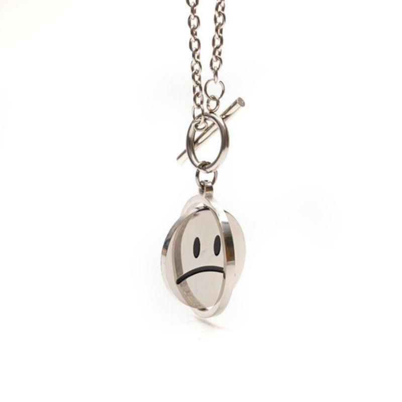 QQs вращающийся смайлик плачущее лицо ожерелье переключатель выражение хип-хоп модные мужские и женские индивидуальные украшения