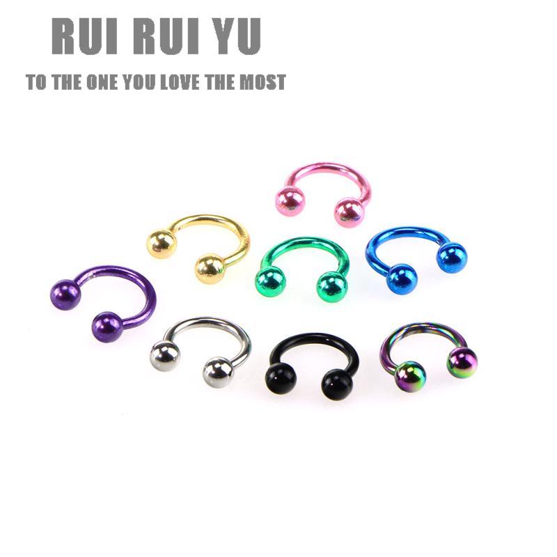 RUI RUI YU Подкова, перегородка, пирсинг носа, губы, кольцо из нержавеющей стали, губная серьга-гвоздик, ушные перекладины, украшения для пирсинга тела,