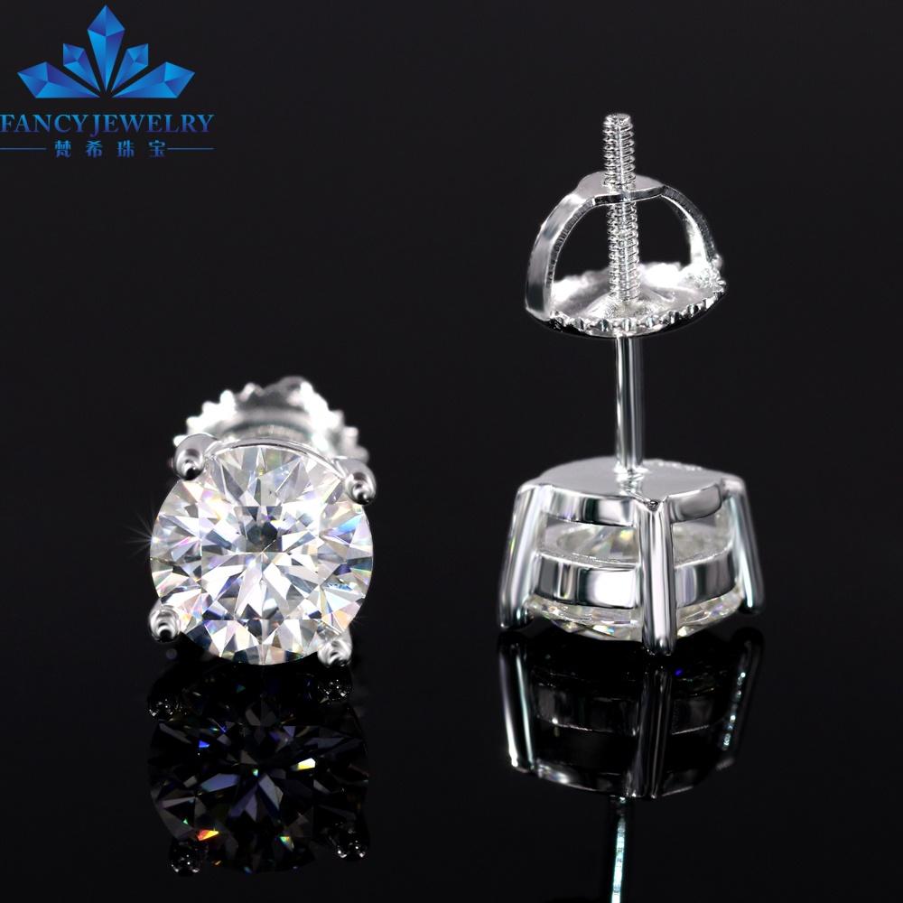 Pass Diamond Tester 925 Sterling Silver VVS Moissanite Earrings Stud Back Earrings for Men Women