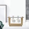 Прозрачный террариум на деревянной подставке Стеклянный держатель для вазы Креативный цветочный горшок для кофейни Комнаты