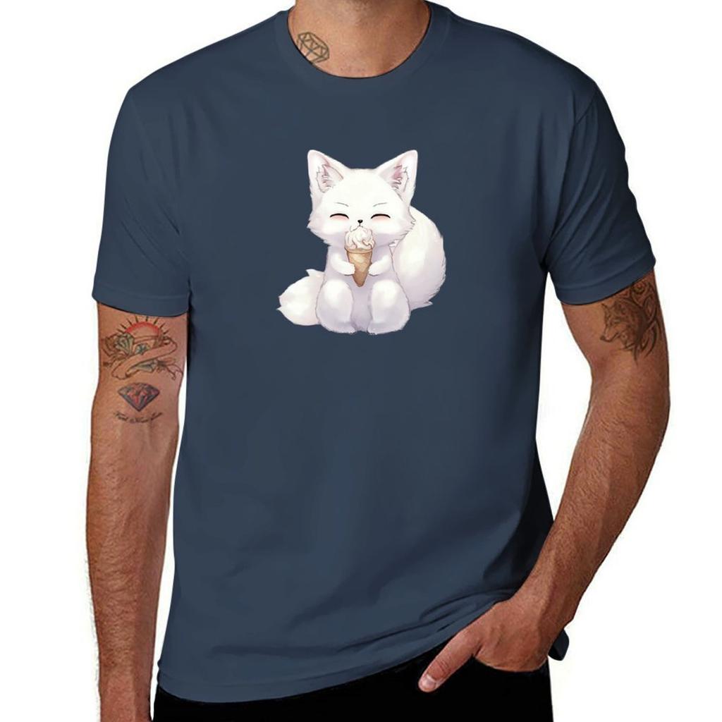 Arctic Fox and Ice Cream TShirt Soft Cotton Print TShirt