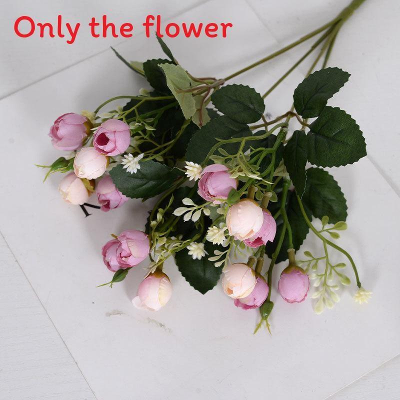 Small Rose Simulated Bouquet Multi Head Flower Bud Wedding Hotel Home Decoration