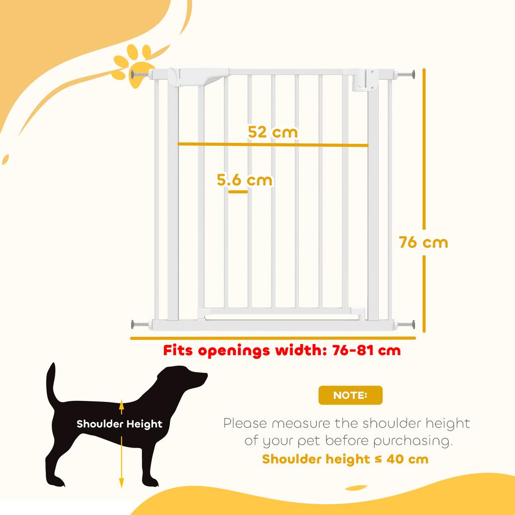 Baby Gate Pet Safety Gate Pressure Fit 76 81 Cm Wide With Two Way Open One Hand Opening