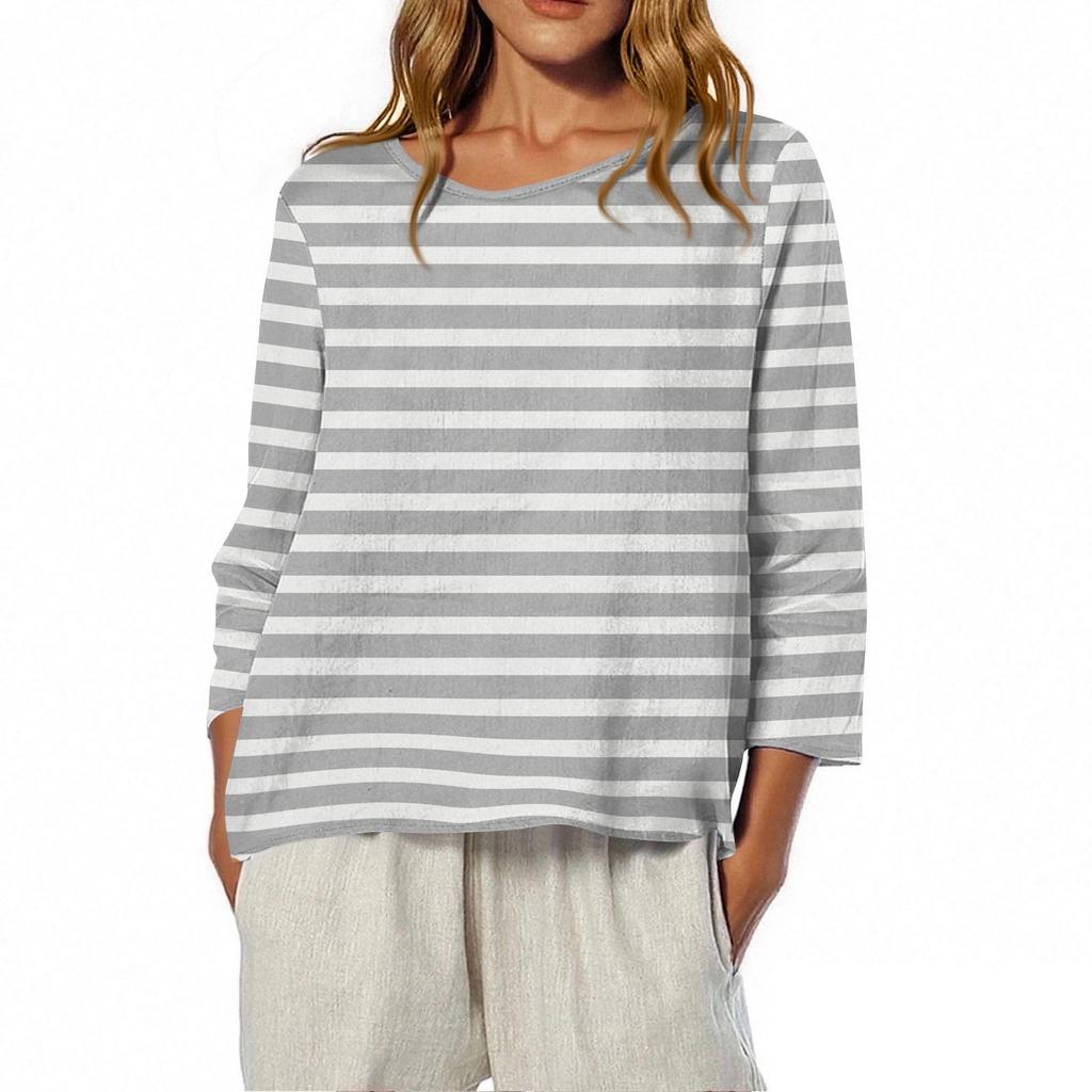 Женская футболка с круглым вырезом и рукавом 3/4 с принтом