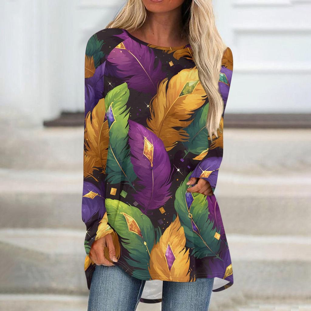 Женский модный пуловер с круглым вырезом, рукавами реглан и длинными рукавами, с карнавальным принтом, повседневный