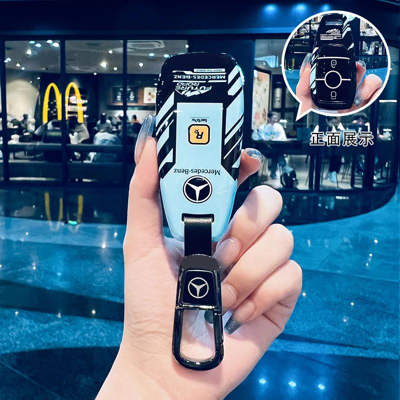 SFX1 Car Key Case Cover for Mercedes Benz 2022 C S Class W206 W223 S350 C260 C300 S400 S450 S500 TPU Shell Fob Holder Protector
