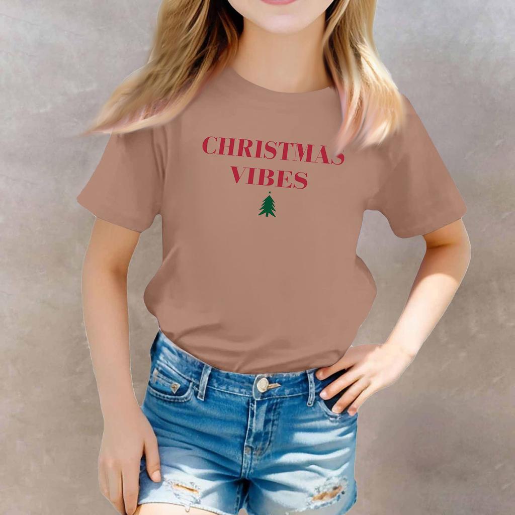 Christmas Day Toddler Girl Boy T-Shirts Kids Top Boys And Girls Printed Short Sleeved T-shirt