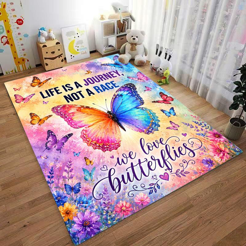 Colorful Butterfly carpet Non-slip rug suitable for living room and bedroom sofas