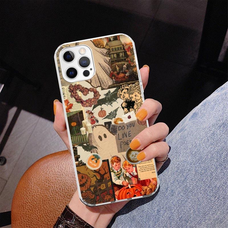 October Fall Halloween Spooky Pumpkin Phone Case For iPhone 17 Air 16 Pro Max 16E 15 + 14 Plus 11 12 13 Mini 7 8 SE Gift Print C