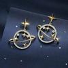 Hollow Star Nebula And Planet Inlaid Zircon Stud Earrings For Women