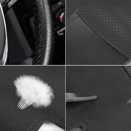 Мягкая кожаная накладка на руль для Toyota Prius 30 XW30 3 2010-15 ЧЕРНАЯ