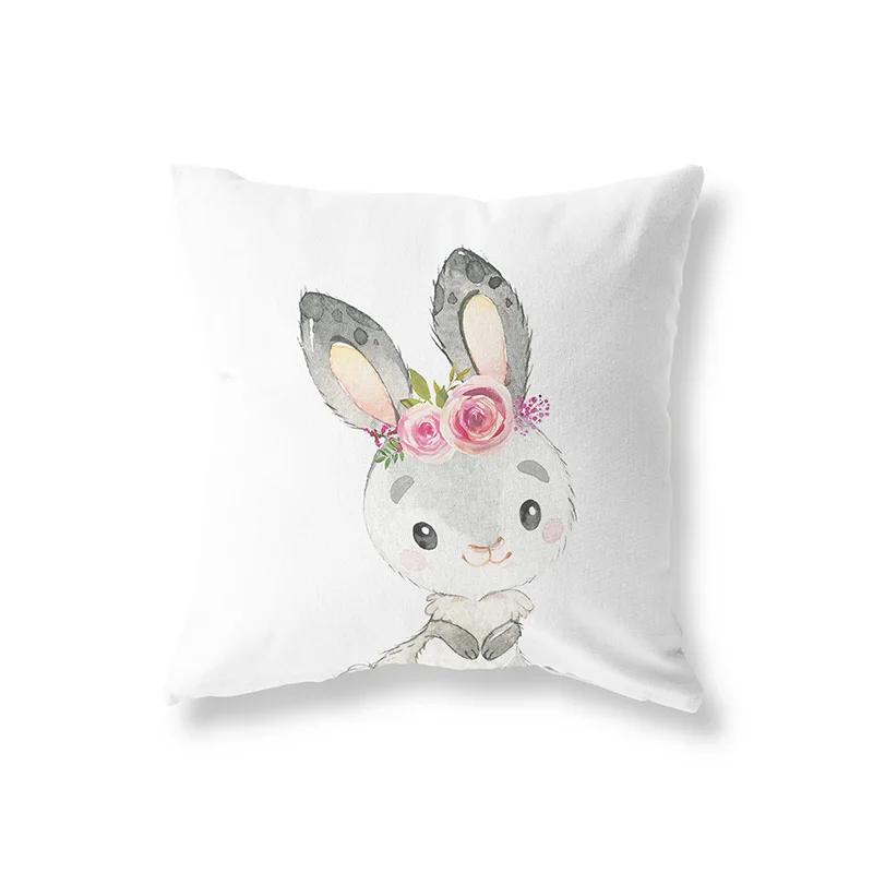 Милый кролик жираф животные декор детской комнаты полиэстер наволочка для подушки диванная подушка украшение дома наволочка для подушки