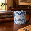 Independence Day Cup USA 250th Anniversary Blue Mug, Patriotic Ceramic Coffee with Heritage Eagle Flag Design, Gift for Veterans Men Women Durable