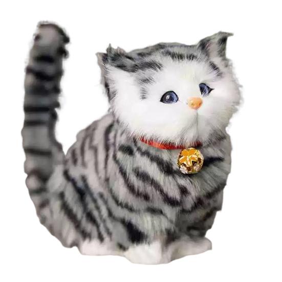 Realistic Meowing Kitten Plush Toy Soft Stuffed Kitten Model with Bamboo Charcoal Sleeping Cat Plushie for Air Purification Christmas Birthday Gift