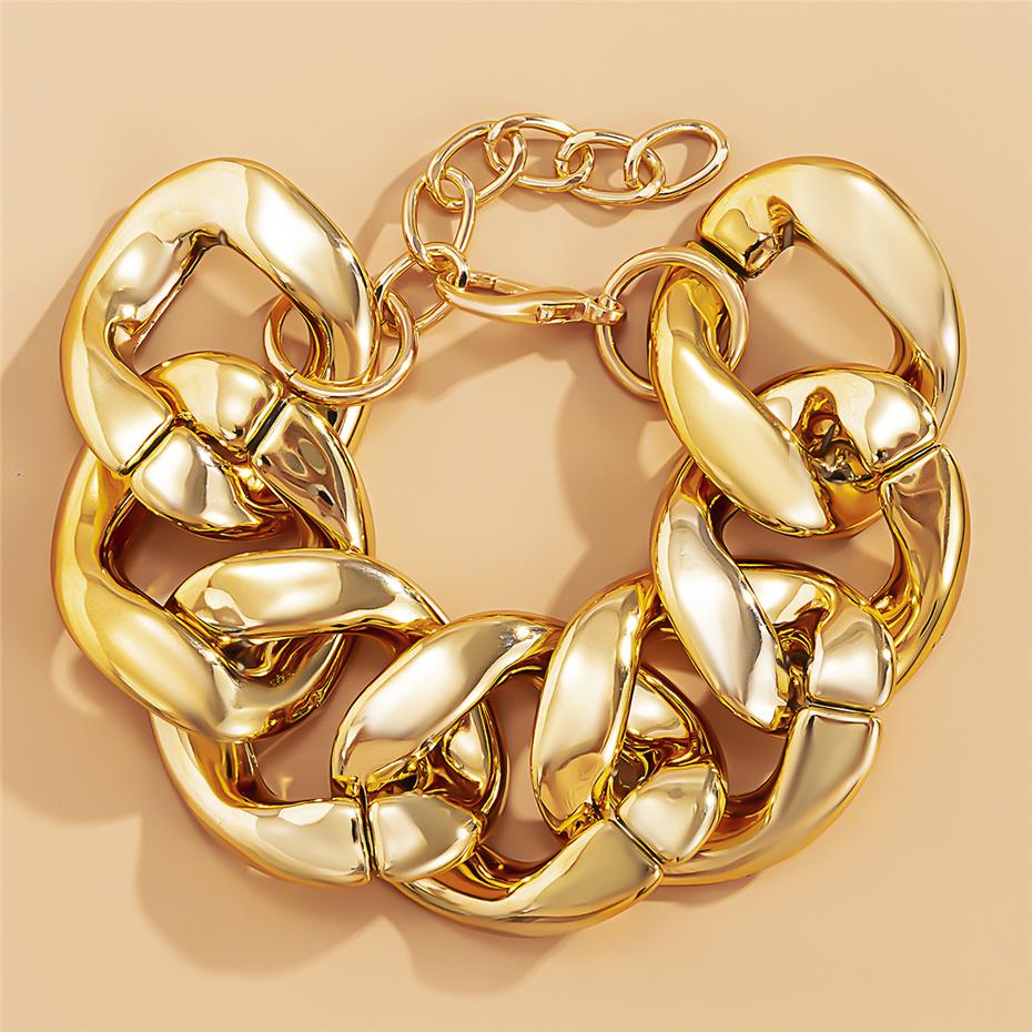Exaggerated Cuban Curb Big Acrylic Chain Bracelet Bangle Vintage Punk Lock Bling Link Bracelets Men Party Jewelry Accessories