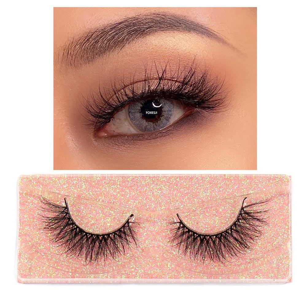 FOXESJI Eye Lashes 3D Mink False Eyelashes Fluffy Soft Natural Strip Mink Lashes Extension Volume Fake Eyelashes Thick Lash