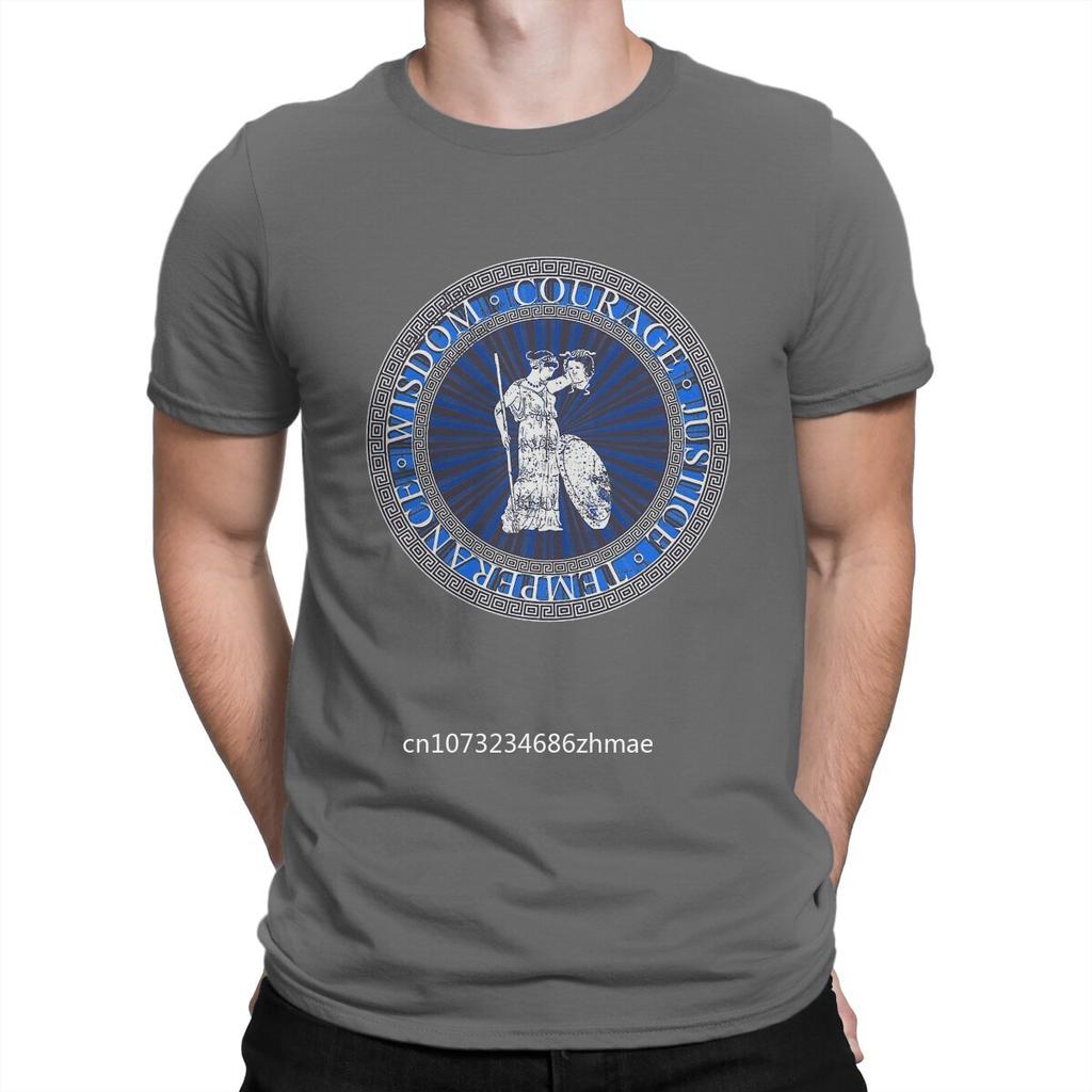 Athena Round Icon T Shirts 100% Cotton Awesome T-Shirts Crew Neck Ancient Greek Goddess Tee Shirt Short Sleeve Clothing Unisex