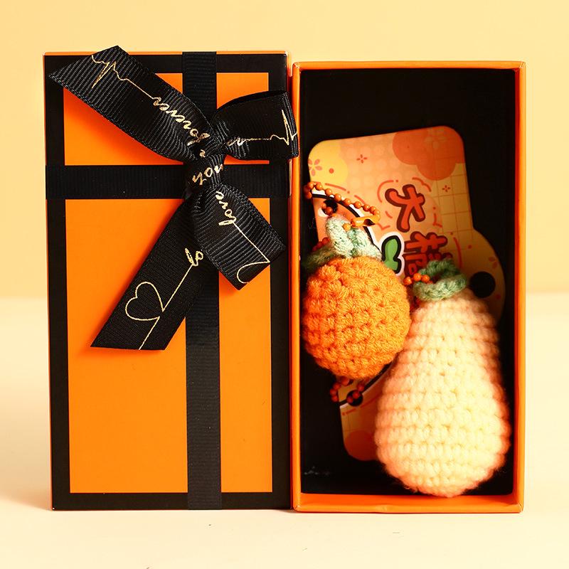 Шерстяной вязаный вручную плюшевый брелок-подвеска для сумки в виде бургера и картофеля фри