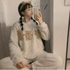 Женская утолщенная зимняя пижама из кораллового флиса: Милый, симпатичный фланелевый домашний костюм с длинными рукавами
