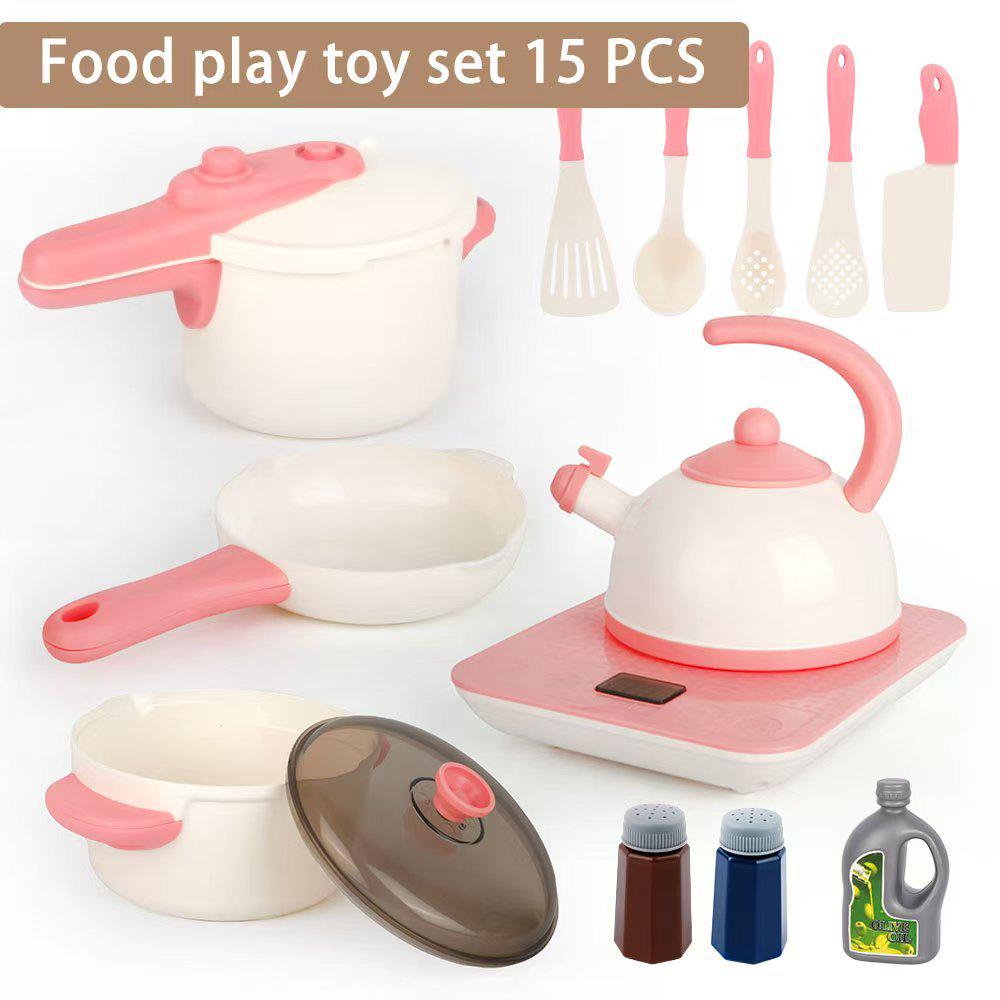 15-Piece Kids' Pretend Play Kitchenware Set - Pot, Bowl, Ladle, Basin, and More