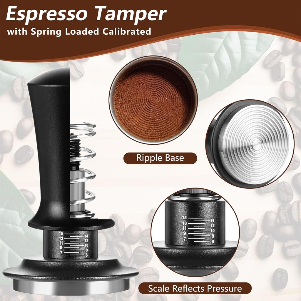 Coffee Tool Set 53mm 7pcs Tamper Distributor Black