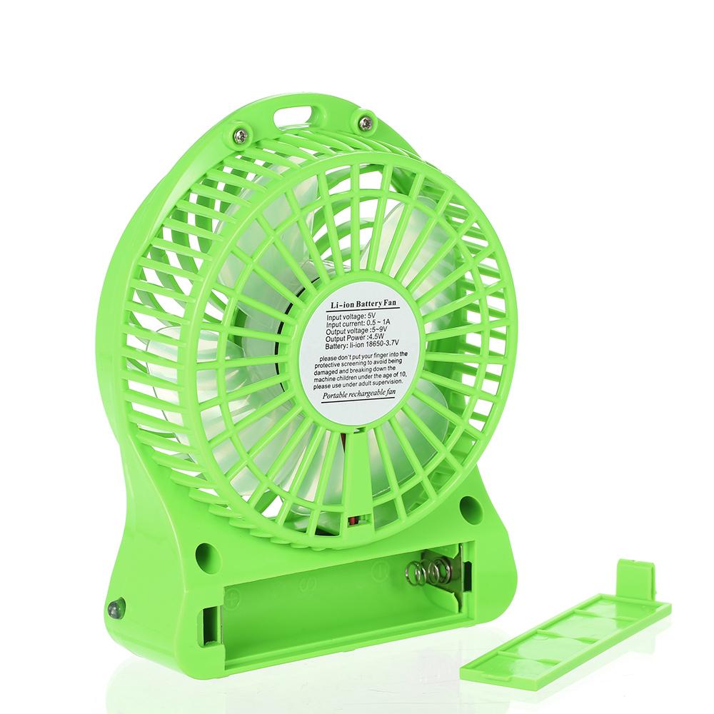 Portable Rechargeable LED Light Fan Mini Desk USB Charging Air Cooler 3 Mode Speed Regulation LED Lighting Function Cooling (Green)