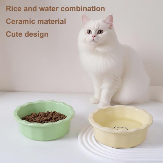 Ceramic Cat Bowl, Round Cat Food Bowl, Easy to Clean, Non-Slip Weighted Food Bowl for Cats And Small Dogs