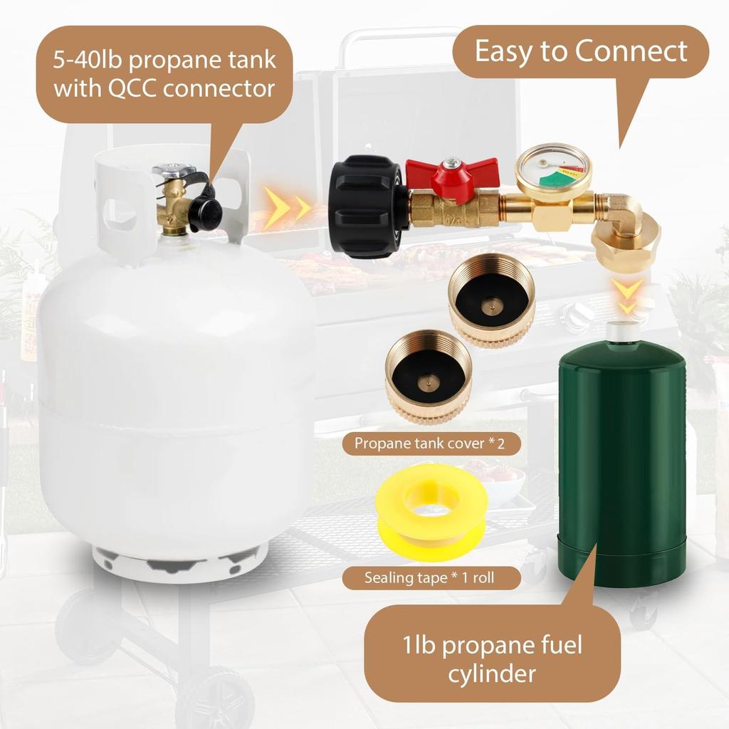 Propane Refill Adapter For 1 Lb Tanks, Propane Refill Elbow Adapter With Tank, 90 Degrees Elbow Propane Tank Refill Adapter