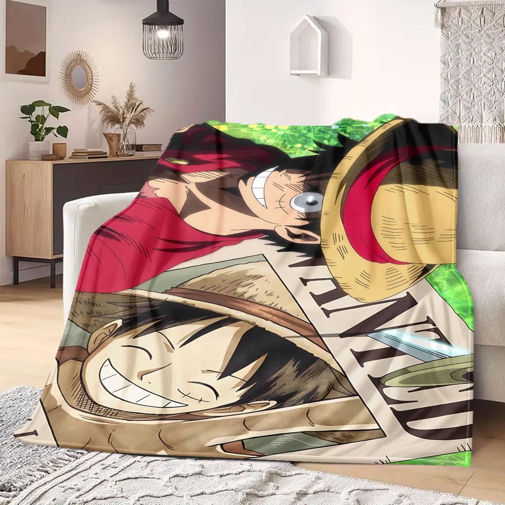 Фланелевое одеяло из аниме OnePiece Теплое, Уютное, Подходит для спален, Диванов, Кроватей, Стульев, Пикников, Путешествий