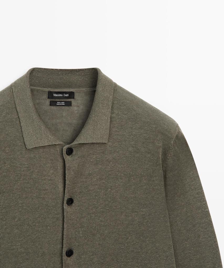 Кардиган Massimo Dutti из льняного трикотажа на пуговицах