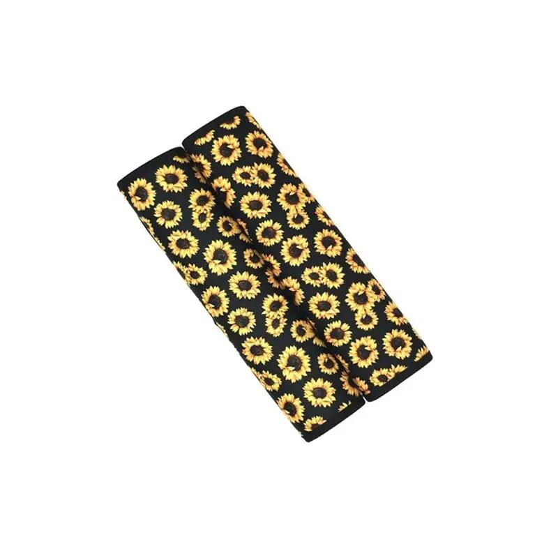 2Pcspair Sunflower Shoulder Guard Diving Material With Shoulder Protector Car Seat Belt Printed Sunflower Shoulder Protector