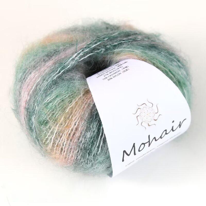 Moher Blend Knitting Yarn 25g Rainbow Gradient Handmade for Hats Scarves Sweaters