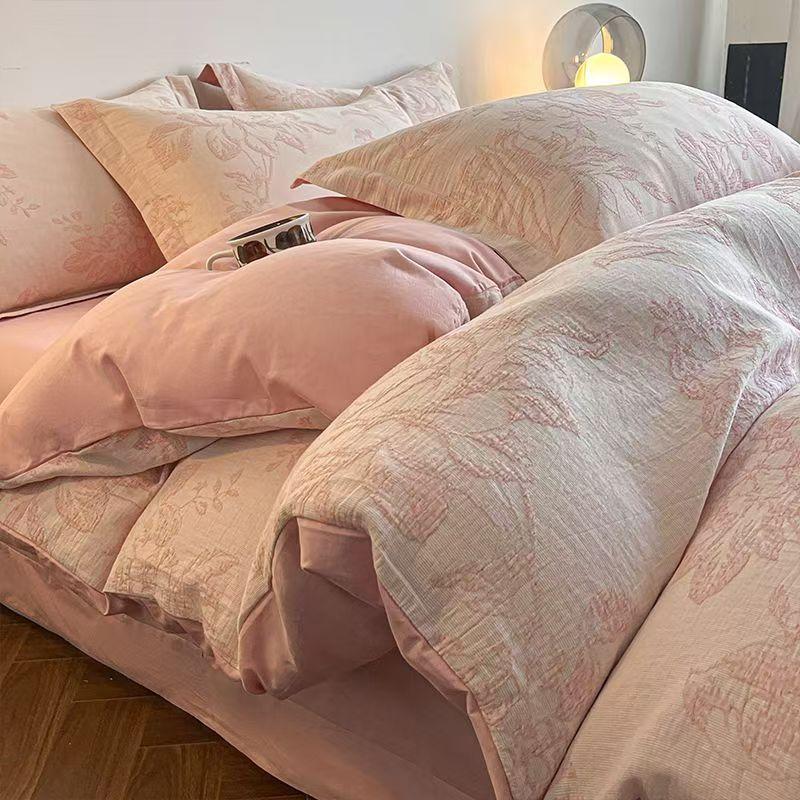 Постельное белье из чистого хлопка с начесом - Полный комплект из четырех предметов, включая простыни и наволочки из 100% хлопка - Трехкомпонентный комплект постельного белья