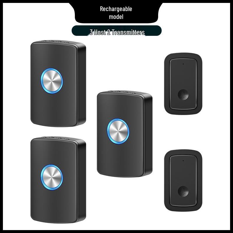 Rechargeable Wireless Doorbell Set: No Plug Needed, Long-Range Control, 3 Receivers, Ringtones, Ideal for Homes/Elderly Call Button