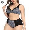 Кружевной бюстгальтер и трусики с цветочным принтом, комплект женского сексуального нижнего белья, комплект с бюстгальтером, нижнее белье, комплект женского нижнего белья 85-110D, чашка XL-6XL
