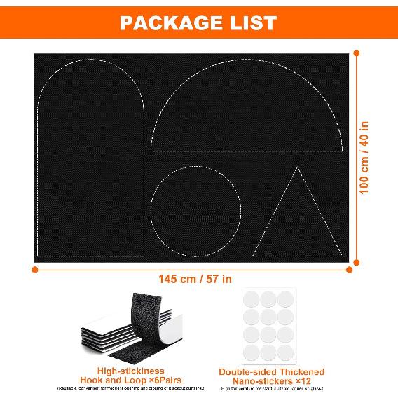 100% Black Out Window Cover Portable Blackout Shades Adhesive Thermal Blackout Blinds No Drill Guard Blind for Window Shades Temporary Room Home 40"